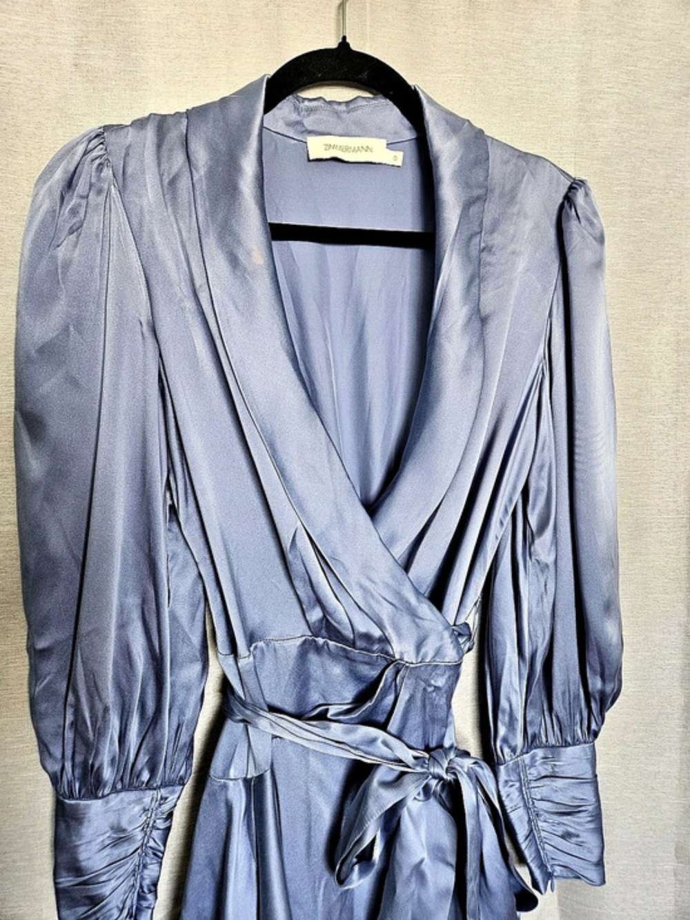 ZIMMERMANN (Size 0) Silk wrap mini dress - light blue US 4 Small - Picture 12 of 16